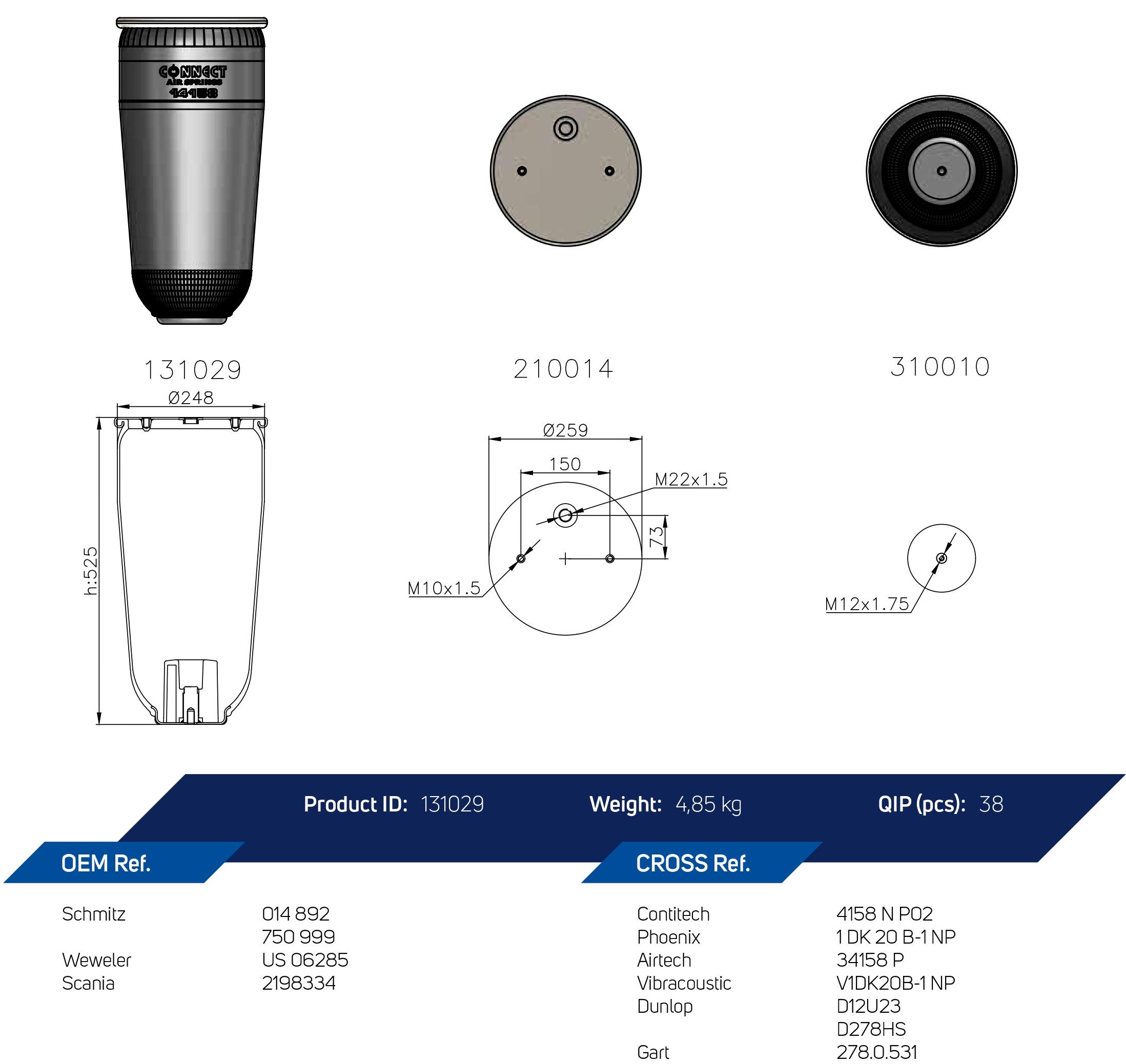 14158 AIR SPRING WITHOUT PISTON