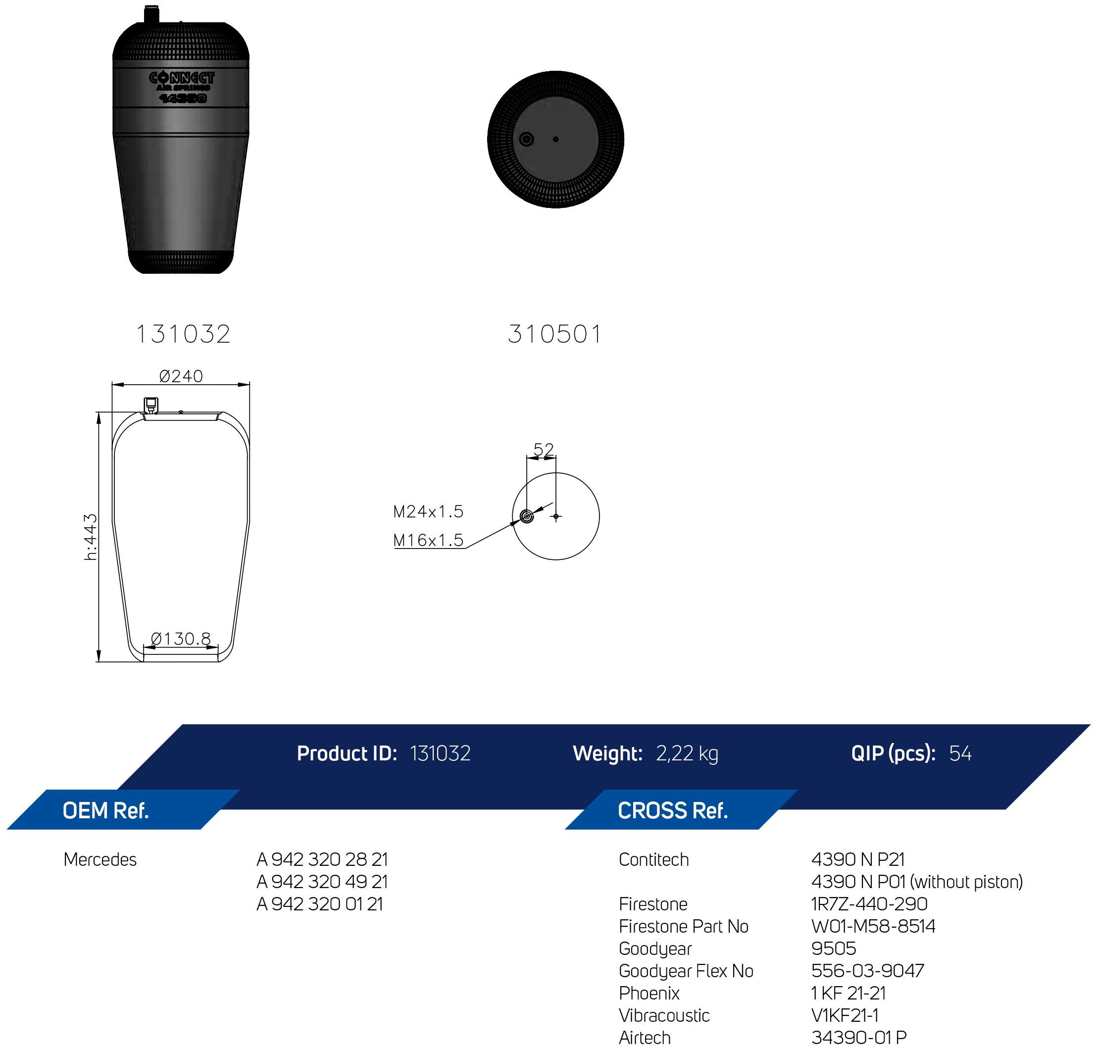 14390-01 AIR SPRING WITHOUT PISTON