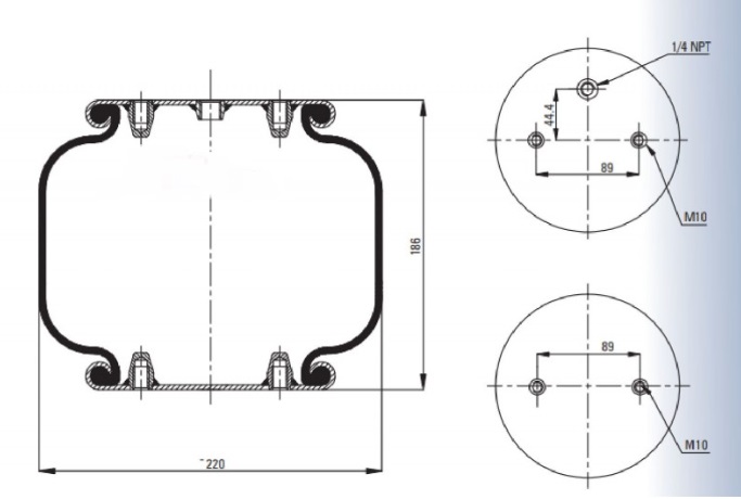 S 221-02 SINGLE CONVOLUTED AIR SPRING AXOR