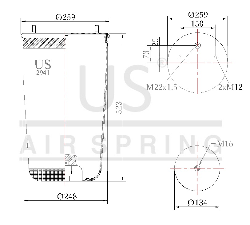 2941 P AIR SPRING WITHOUT PISTON