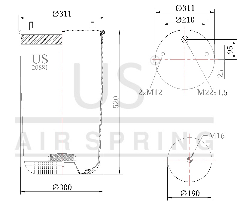 20881 P AIR SPRING WITHOUT PISTON